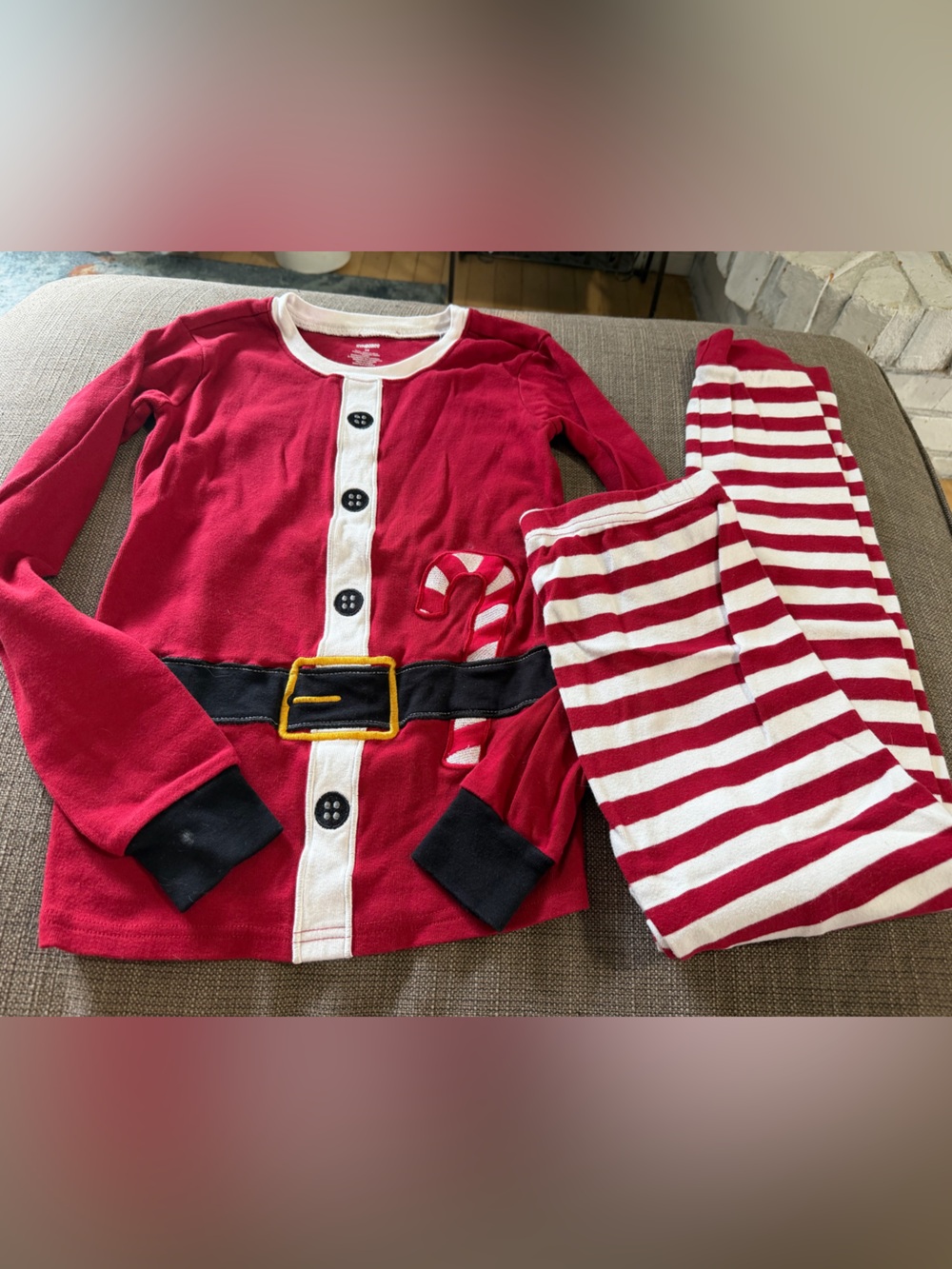 Gymboree Red Santa Belt Pajama Set with White and Black Accents